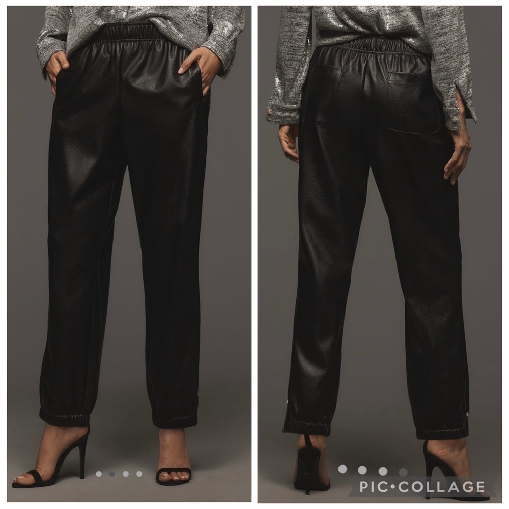 NWT new medium Anthropologie Avec Les Filles faux leather jogger Pants black